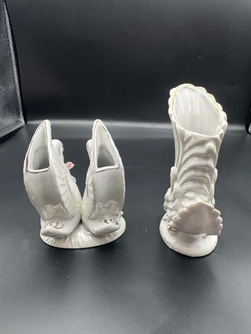Vintage Porcelain Swan Bud Vases Set of 2 - 6